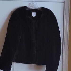 Gap Faux Fur Jacket Black Size Large